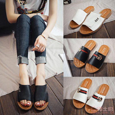 【2017夏季新款涼拖鞋女休閑低粗跟舒適夾趾一字型簡約女鞋廠家直銷8106】臺州市黃巖冰金鞋業(yè)商行 - 產品庫